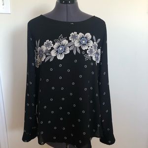 LOFT Floral Long sleeve blouse, Medium